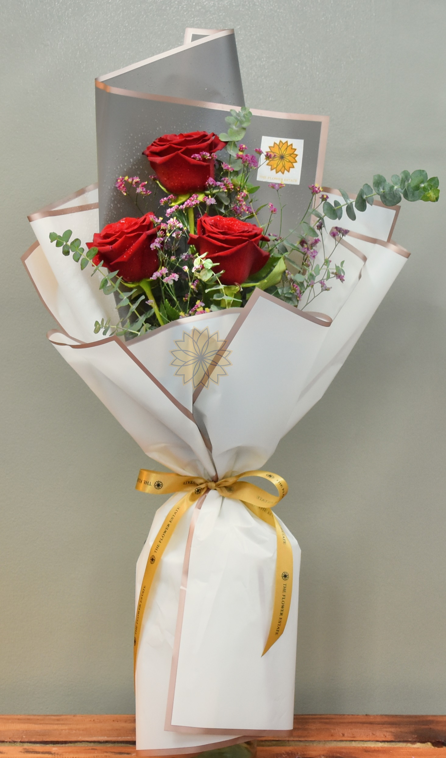3 Red Ecuadorian Roses Bouquet - The Flower Estate