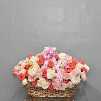 Local Roses Large Basket Arrangement