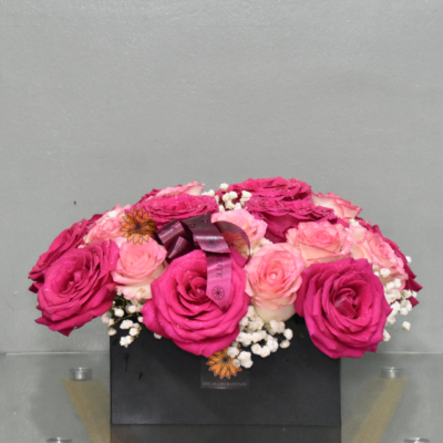 Square Estate Box with 2 Dozen. Roses (Ecuadorian and Colombian)